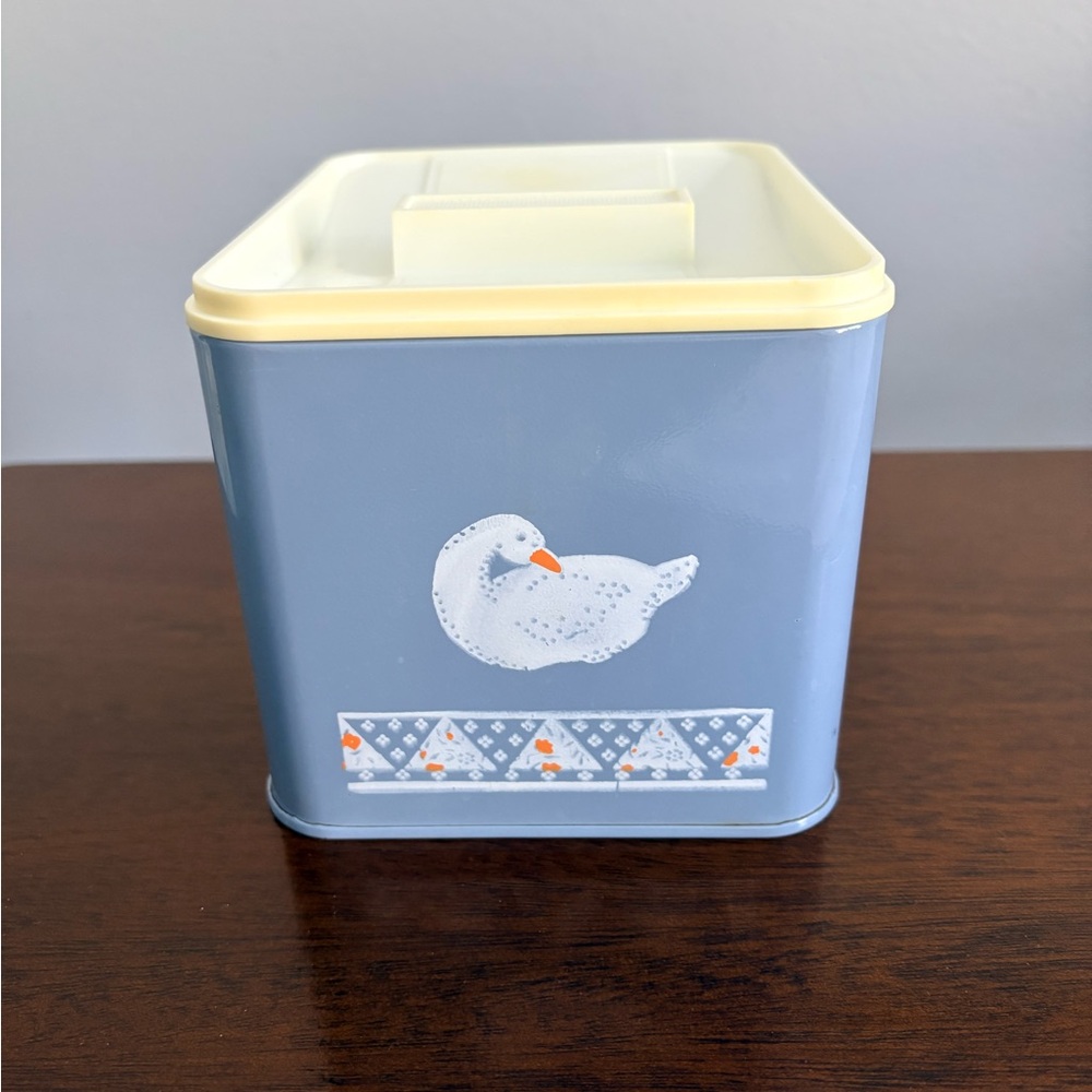 Vintage Ekco Blue/White Metal Canister with Duck Motif